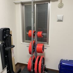 IROTEC　ラバーバーベル　プレート　140kg　セット　スタンド付き