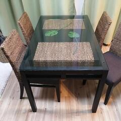 【中古】ウォーターヒヤシンス ダイニングテーブルセット