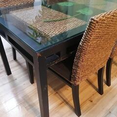【中古】ウォーターヒヤシンス ダイニングテーブルセット