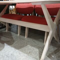 価格見直しました！ニトリ｜RELAX｜リラックス160｜ホワイトウォッシュ/オレンジ｜リビングダイニング5点セット