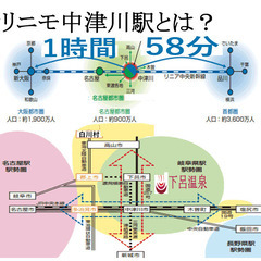土地200万　リニモ中津川駅は？名古屋まで13分、東京まで58分、 − 愛知県