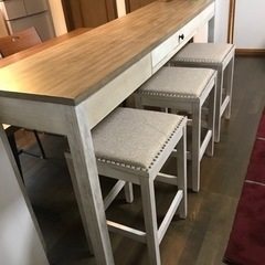 【値下げ】カウンターデスク　椅子セット
