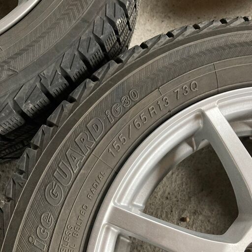 ⑤155/65R13スタッドレスタイヤ4本セット2013年製YOKOHAMAice GUARD