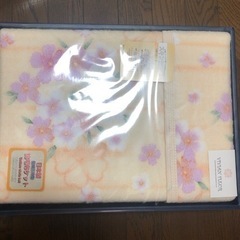 （新品）綿毛布　オレンジ花