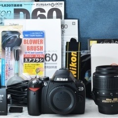 美品●初心者向け●Wi-Fi転送●女性にもおすすめ●ニコン D60 1ヶ月動作保証あり！安心のゆうパック代引き発送！送料、代引き手数料無料！ 美品○初心者向け○Wi-Fi転送○女性にもおすすめ○ニコン D60 1ヶ月