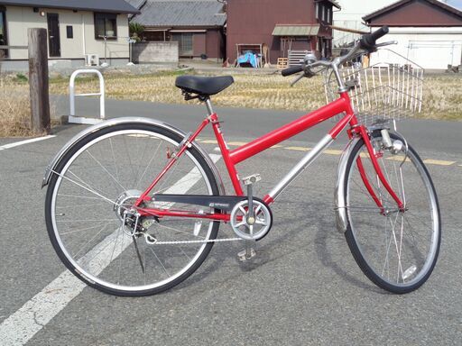 サイクルアサヒ 27インチ 6速 軽快車 赤 (124)