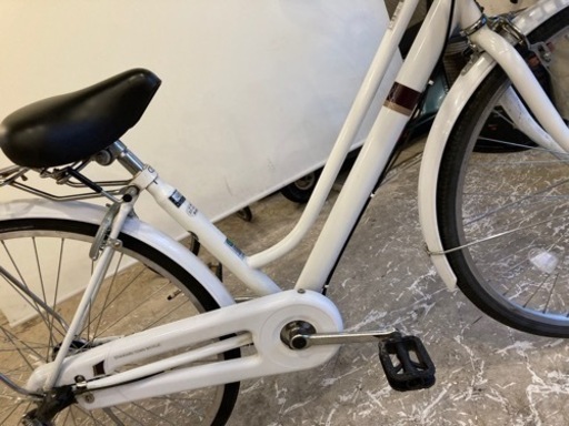 自転車 【LEDオートライト】3段変速 26インチ自転車 白