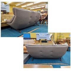 札幌発【カリモク ソファ3人掛 ZU4603 グレージュ モカブラウン】本革 オーク材 カリモク家具人気No.1 3人掛けソファ 3人用ソファ Karimoku