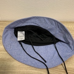 レディース　日焼け帽子　ブルー　顎紐付き　サイズ調整可能 - 広島市