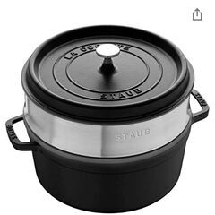 美品！ストウブ ピコ ココット ラウンド ブラック 26cm スチーマーセット