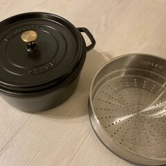 美品！ストウブ ピコ ココット ラウンド ブラック 26cm スチーマーセット
