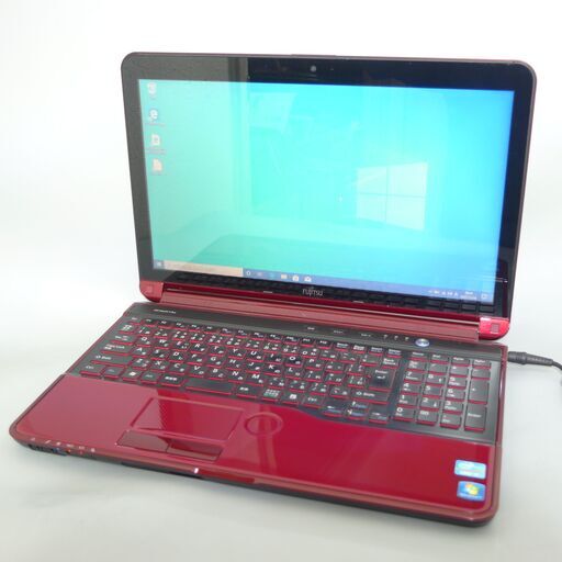 新品SSD レッド 赤 日本製 ノートパソコン 中古良品 15.6型 富士通 AH77/H 第3世代Core i7 4コア 8GB BD-R 無線 カメラ Win10 Office