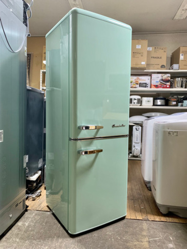札幌市内配送無料 美品 2021年製 Grand-Line グランドライン 2ドアレトロ冷凍冷蔵庫 198L ARE-198LG ライトグリーン
