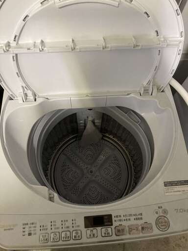 美品□2020年製□SHARP/シャープ 全自動洗濯機 7㎏ 穴なし槽 節水 清潔