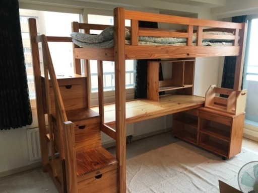 下が学習机 上がベッド 階段収納付き タバサ 西１１丁目のベッド 二段ベッド の中古あげます 譲ります ジモティーで不用品の処分
