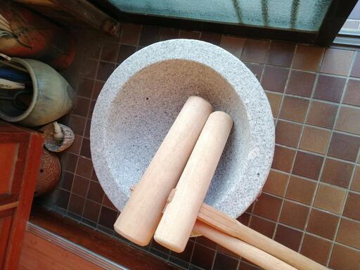 レンタル　餅つき　石臼（2升）杵2本（大人用1本、子供用1本）セット