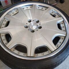 広島発！引き取り限定！5穴　114.3 20インチ　TRAFFICSTAR DTX20R タイヤ付きセット　VIPカーに　ガリ傷アルミ腐食有り
