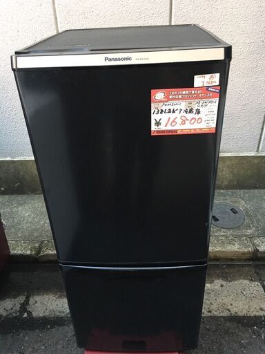 ☆中古 激安！！￥16,800！！Panasonic　パナソニック　138㍑2ドア冷蔵庫　家電　2019年製　NR-BW14BC-K型　幅48cmｘ奥行59cmｘ高さ112cm　【BBL074】