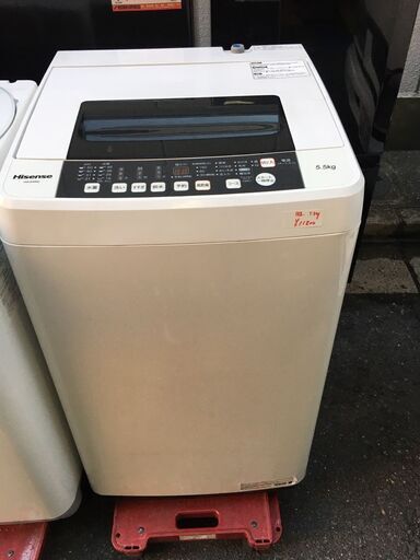 ☆中古 激安！！￥11,800！！Hisense　5.5.kg洗濯機　家電　2018年製　HW-E5502型　幅54cmｘ奥行54cmｘ高さ94cm　【BBL076】