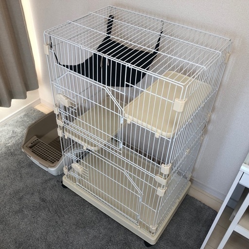 【美品】キャットケージ\u0026トイレ＋用品