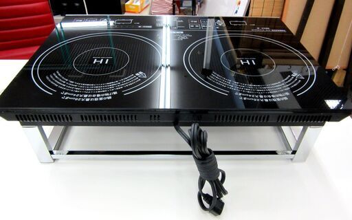 YAMAZEN 2口IH調理器 IHW-S1460G 2018年 ブラック 専用台付き IH