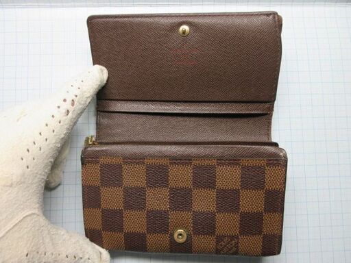 LOUIS VUITTON ダミエ エベヌ トレゾール ポルトモネ ビエ 二つ折財布 ①