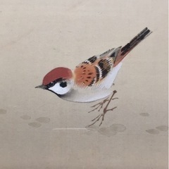 ⬛︎小林立堂【百合雀之図】日本画、肉筆、花鳥図