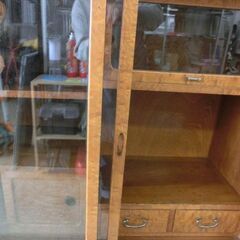 札幌市内近郊限定 昭和レトロ 茶箪笥 幅86.5cm 飾り棚 茶棚 食器棚 古道具