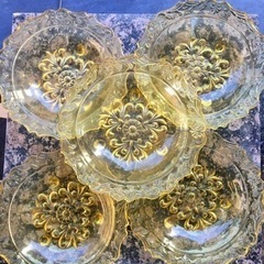 【レトロ柄】ガラス製デザート皿
