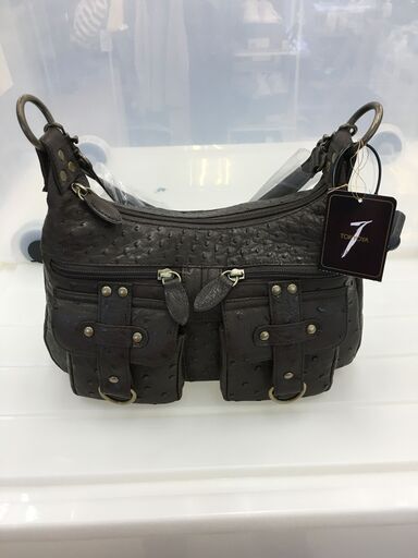TOKYOYA/東京屋カバン店　オーストリッチ　2WAYショルダーバッグ　ダークブラウン　未使用品