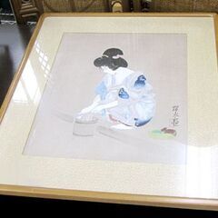 額装 木版画 伊東深水 「浴後」モモセ版画 美人画 手摺 札幌市北区