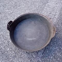 金属鍋#２　鉄製ほうろく鍋　平底鍋　径約３２cm　おやき　ガーデ...