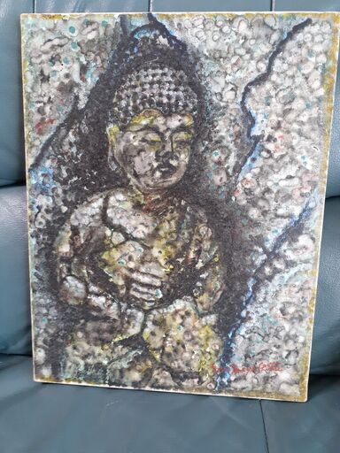 ４万→半額 真作【うすきの石仏】油絵 油彩 額付 絵画 本物 | cipelici