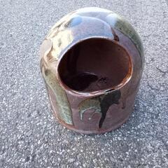 火鉢#７　陶器製手あぶり　未使用か　底外径約２０.５cm　鉢カバ...