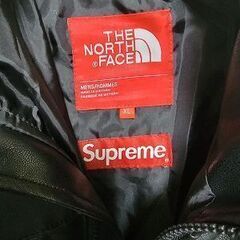 値下げ！本日18時で取消します。新品タグ付　Supreme シュプリーム THE NORTH FACE ノースフェイス レザー ヌプシ ダウンジャケット Leather Nuptse Jacket 17AW ブラック XL