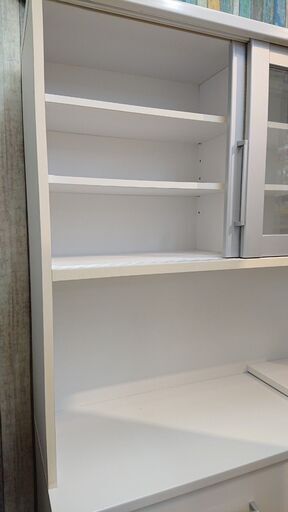 キッチンボード スライド扉 ホワイト レンジボード 食器棚□横幅120cm