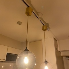 【ネット決済】IKEA 丸型　ランプシェード(ダクトレール・電球付き)