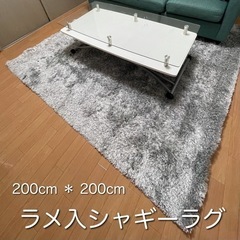 【お譲り先決定】2m×2m ラメ入りシャギーラグ