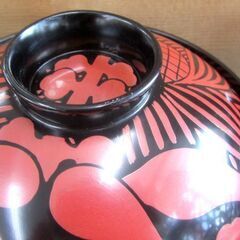 会津塗 朱磨 菊桐 吸物椀 5客 木製 漆器蓋物椀 お椀 箱