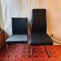ボロボロの椅子2客　合皮　ブラック　インダストリアル　チェア　　