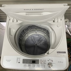 y998 分解清掃済み SHARP 2019年 4.5kg洗濯機 ES-G4E6 シャープ