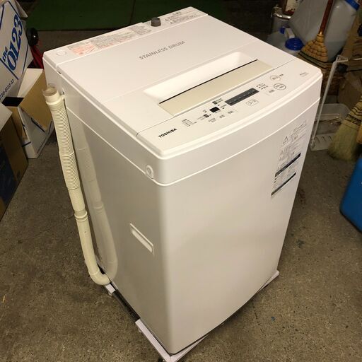 €　東芝　電気洗濯機　4.5Kg　ホワイト　2017年製　AW-45M5　給水・排水ホース付き　動作確認済み