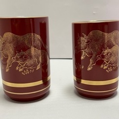 【ネット決済・配送可】九谷焼　干支　夫婦茶碗