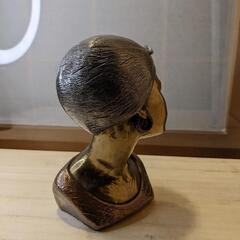 【価格交渉可】アフリカ女性上半身のブロンズ像 ブロンズ像 「若い女」 彫刻家 佐藤大有(作)共箱 高51cm 日展参与 | 古