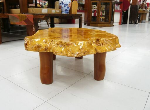 一枚板 テーブル 座卓 幅64×奥行47×高さ21.5cm 天板厚5cm ローテーブル ミニテーブル 苫小牧西店