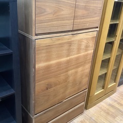 無印良品　ハイキャビネット　2枚扉・引き出し付　ダークブラウン　ガタ付き有　509