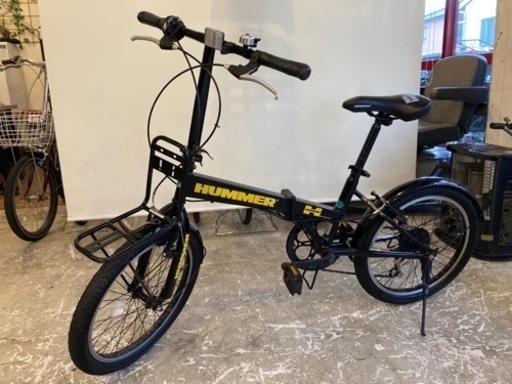 HUMMER】7段変速 20インチ折りたたみ自転車 ブラック×イエロー