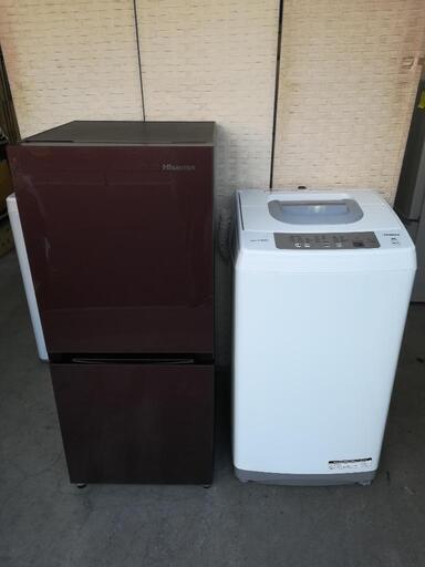 【配送・設置無料】⭐ハイセンス冷蔵庫134L＋日立洗濯機５kg⭐JWJ38