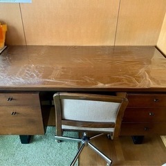 【ネット決済】木目デーブル　仕事用　机　椅子付