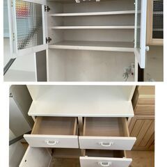 食器棚　ニトリ　ホワイト　キッチンボード NITORI/ニトリ 食器棚 キッチンボード ハイタイプ PASTORAL-2 80KB